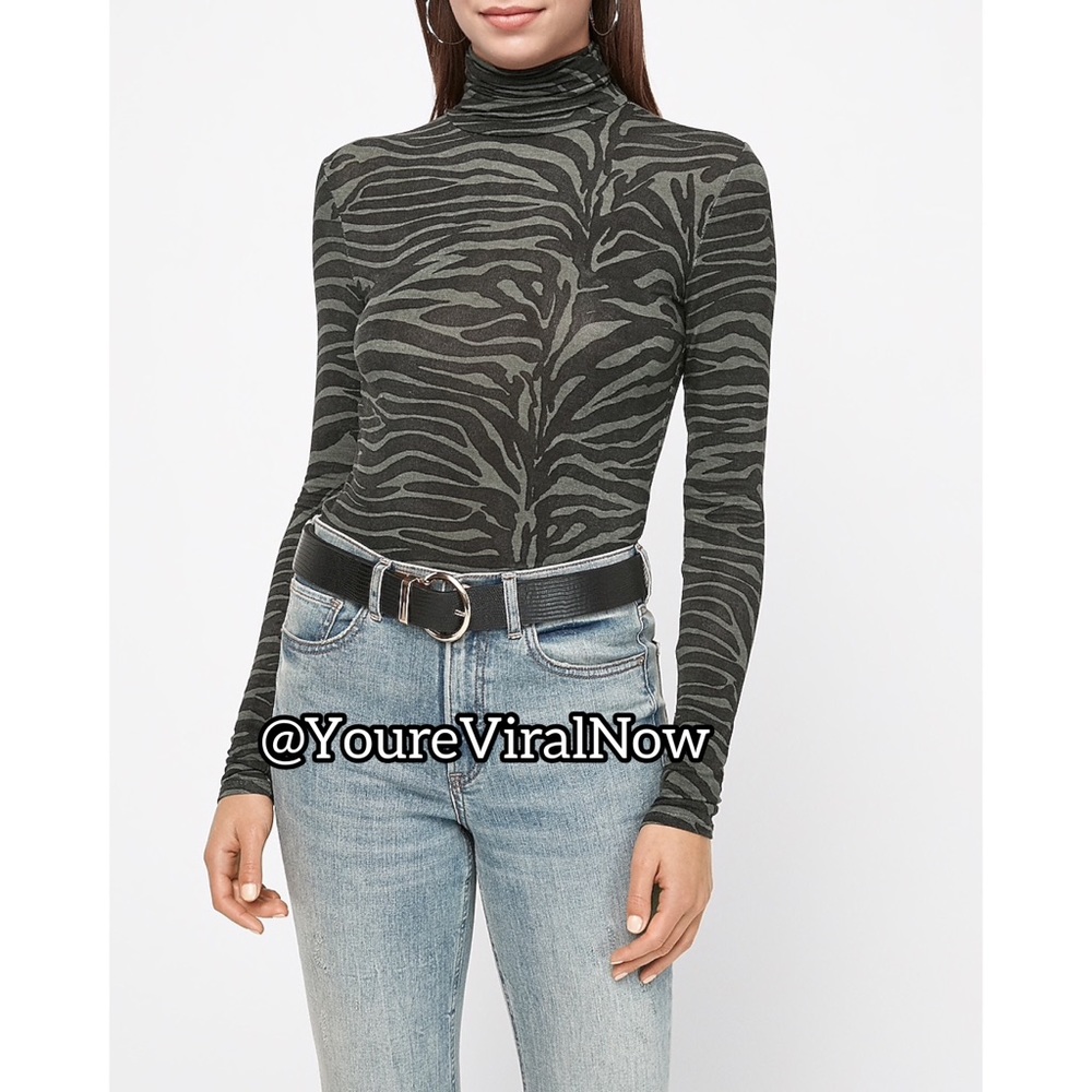 Animal Print Mock Neck Tee